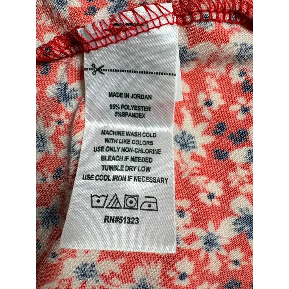 CeCe Women's Floral Blouse Size XL Scoop Neck 3/4 Sleeve Orange Knit Top NEW - Picture 6 of 10